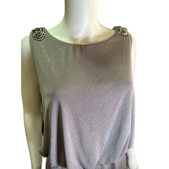 Jackie Jon Sleeveless Beaded Shoulder Cocktail Dress Sz 6 Sparkle Fabric EUC - Picture 3 of 7